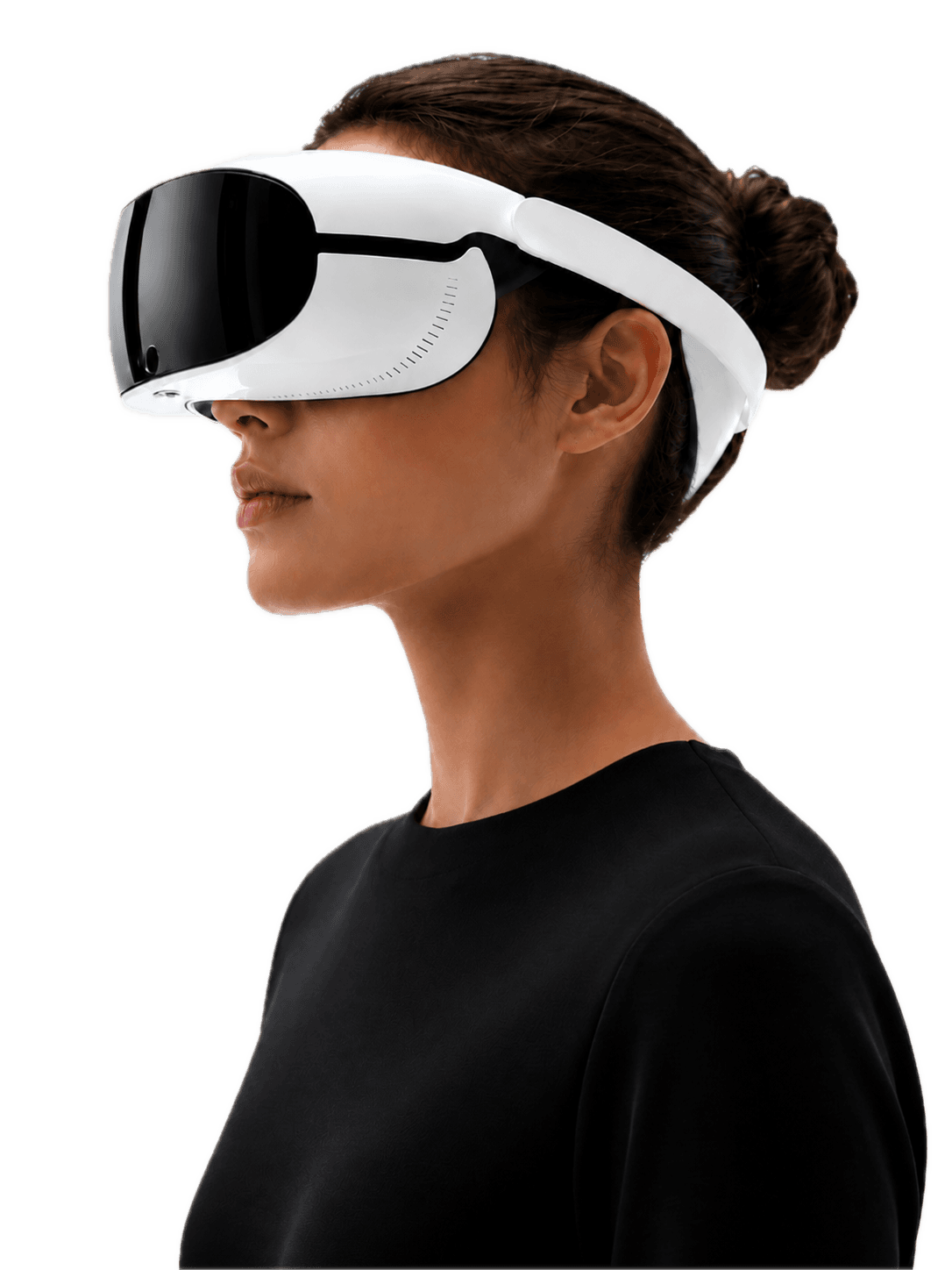 Person wearing an XR headset, in profile