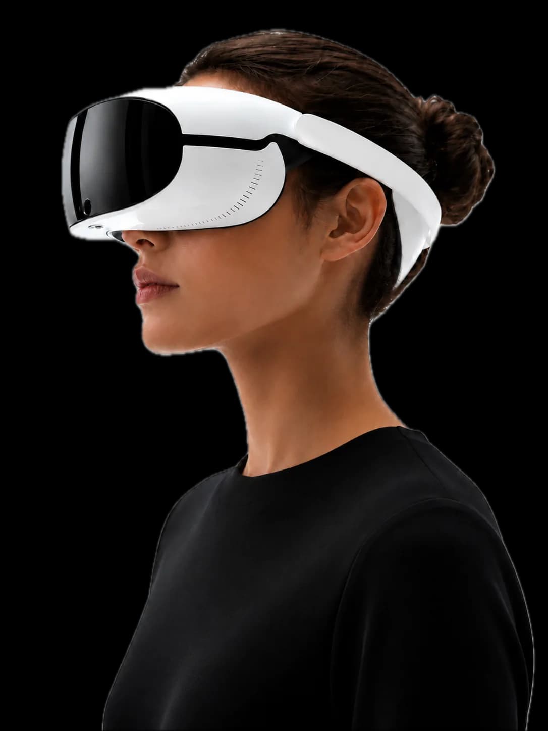 Person wearing an XR headset, in profile